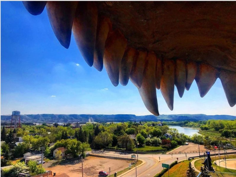 view drumheller outside of dinosaur's mouth